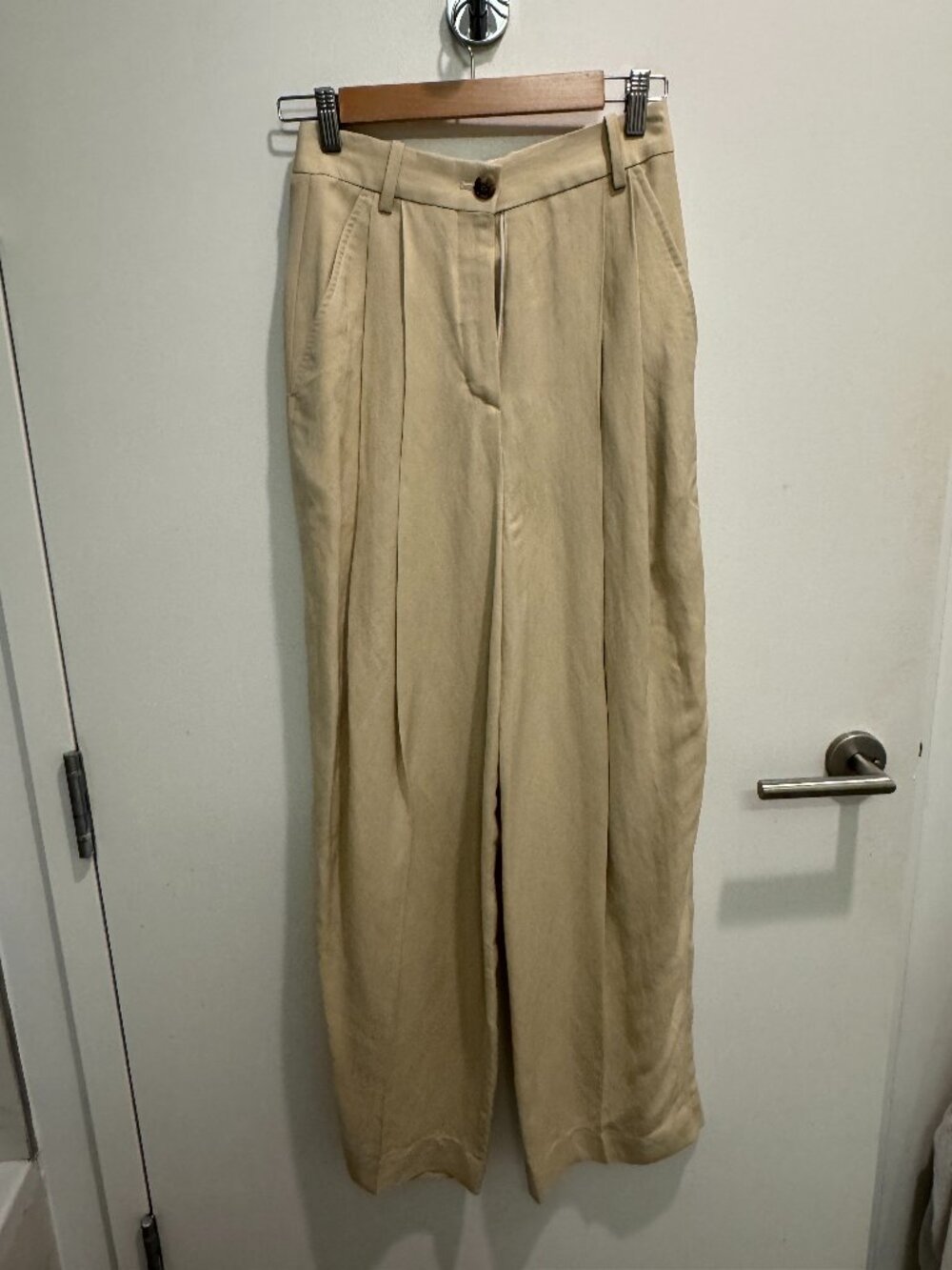 COS high waist linen pants - cream/ beige - size 2